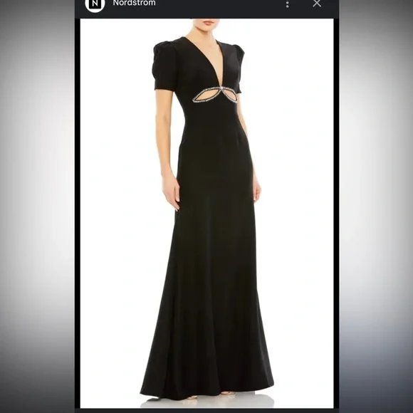 Mac Duggal Black Maxi Dress with Rhinestone Accents - Picture 6 of 9